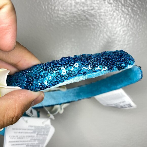 Disney Aulani Resort Lilo & Stitch Plumeria Blue Sequin Ears Headband Hawaii New